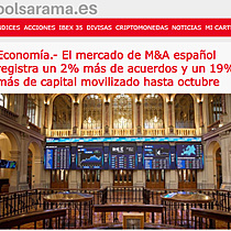 Economa.- El mercado de M&A espaol registra un 2% ms de acuerdos y un 19% ms de capital movilizado hasta octubre